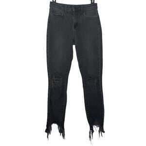 L'Agence Womens Jeans Size 26 Mid-Rise Skinny Leg Distressed Knee Raw Hem Gray